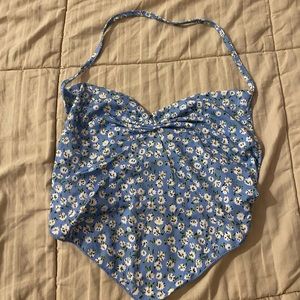 Blue flower crop top
